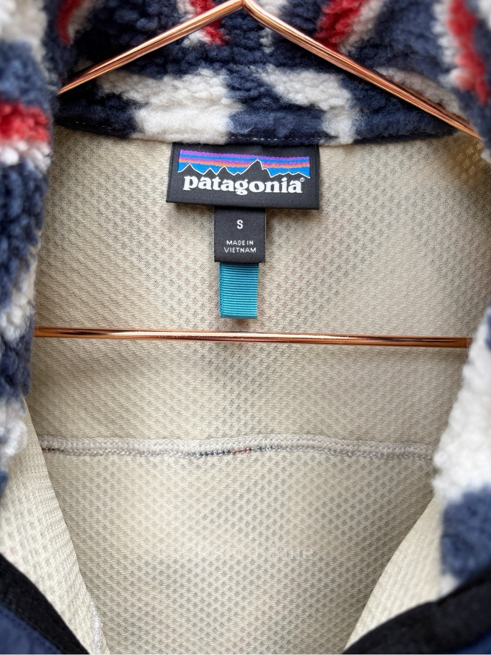 Patagonia Classic Retro-X Fleece Vest Size Small Brass Hawk Smolder Blue Sherpa‎ - Picture 4 of 14